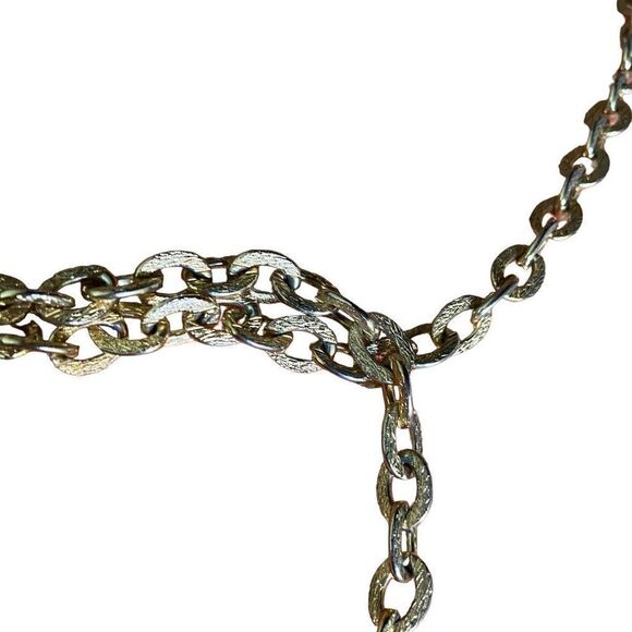 Vintage king gold tone lariat tassel chain necklace chunky thick hanging fashion - Picture 3 of 12